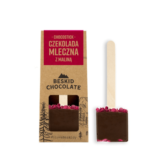 Czekolada Mleczna na Patyku z Malinami - Chocostick Beskid Chocolate