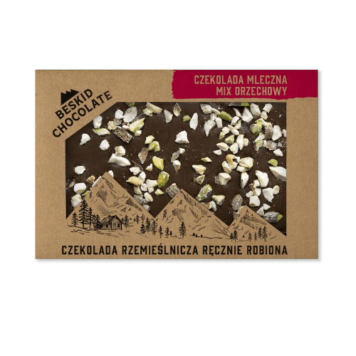 Rzemieślnicza Czekolada Mleczna z Miksem Orzechów Beskid Chocolate