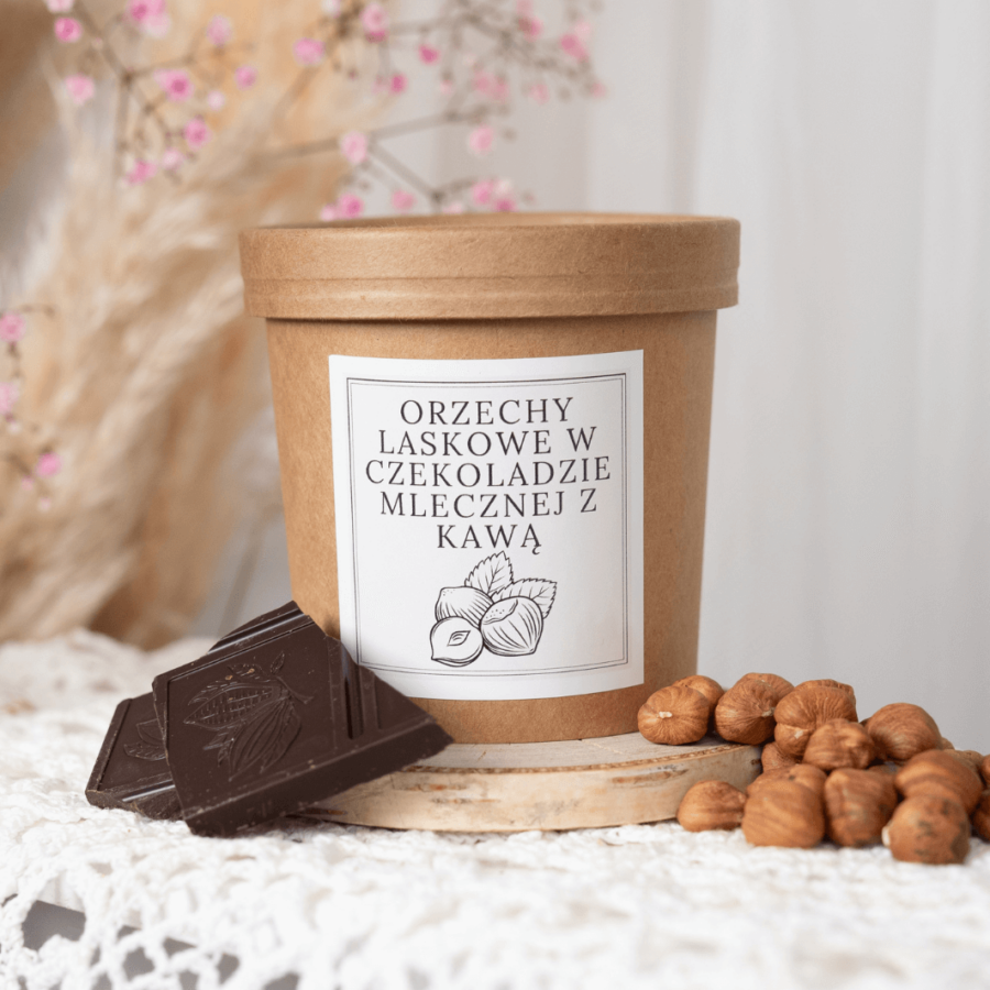 Orzechy Laskowe w Czekoladzie Mlecznej z Kawą 100g