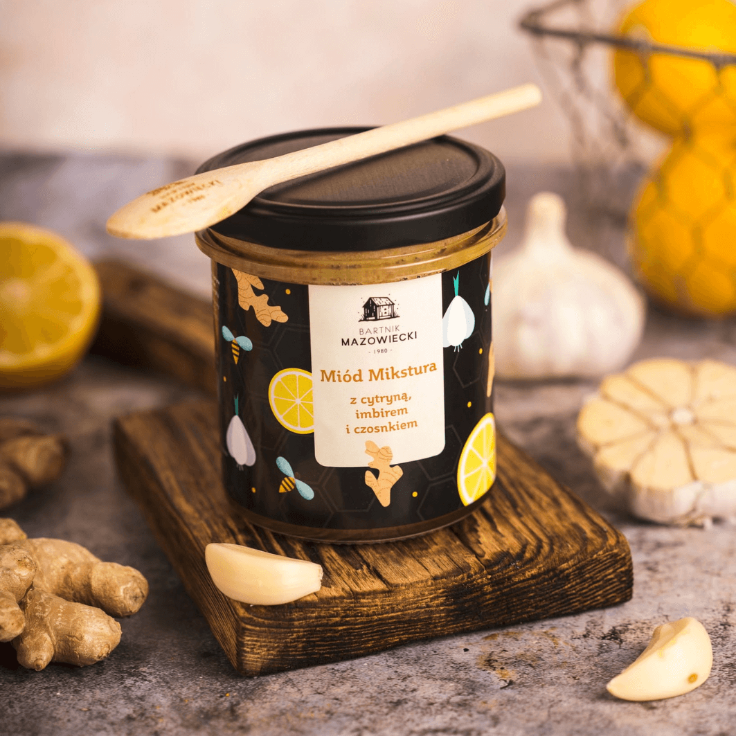 Miód Mikstura z cytryną, imbirem i czosnkiem Bartnik Mazowiecki 400g