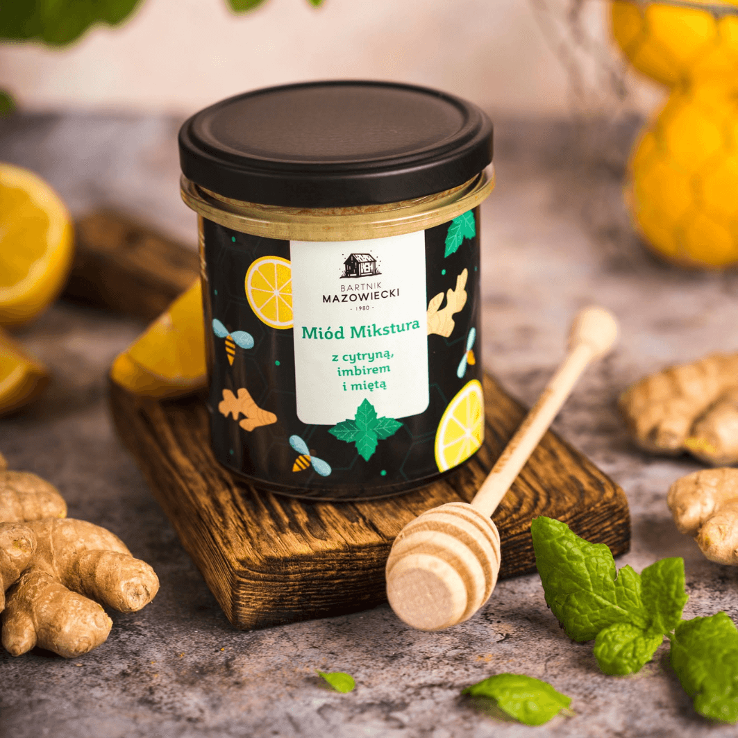 Miód Mikstura z cytryną, imbirem i miętą Bartnik Mazowiecki 400g