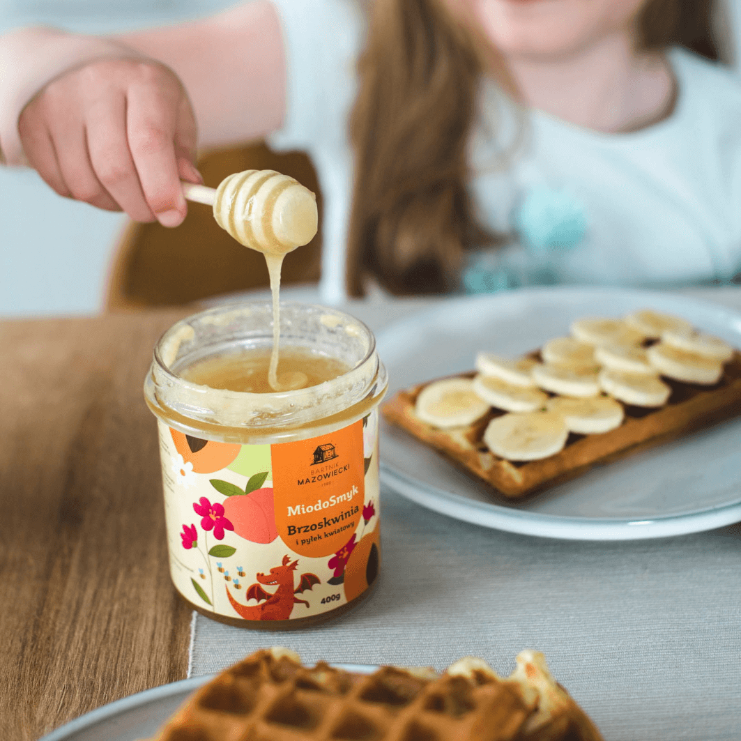 MiodoSmyk z brzoskwinią i pyłkiem kwiatowym Bartnik Mazowiecki 400g