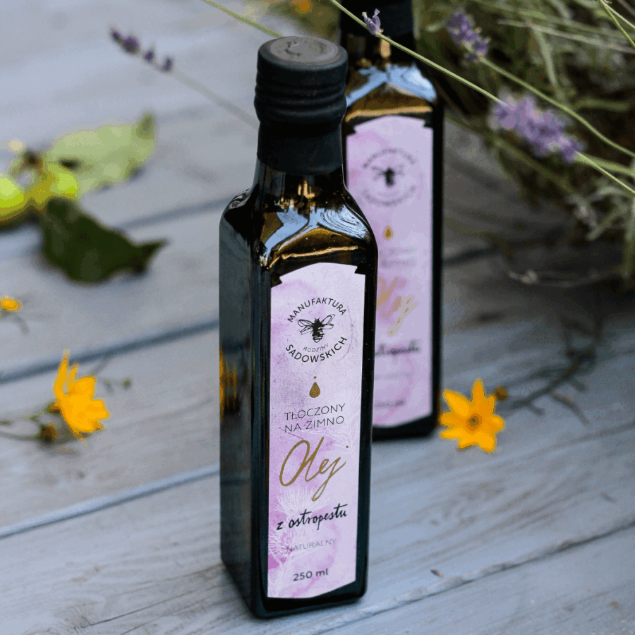 Olej z Ostropestu Plamistego 250 ml – Pasieka Sadowskich