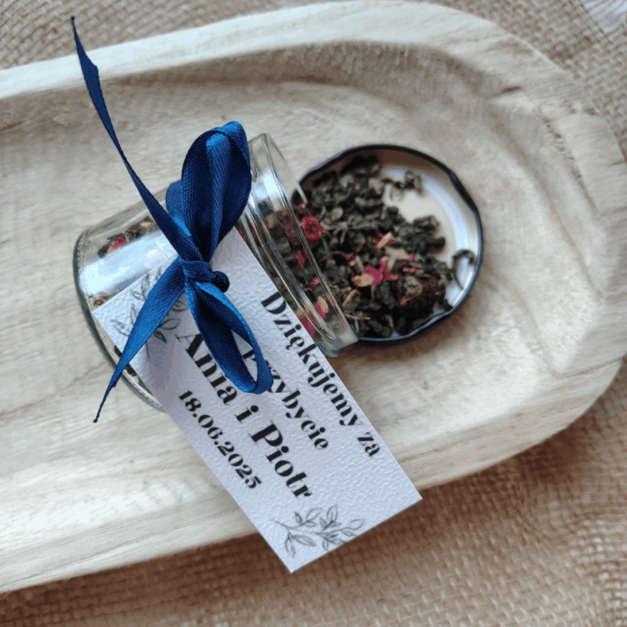 Słoiczek z herbatą – eleganckie podziękowanie dla gości 120ml