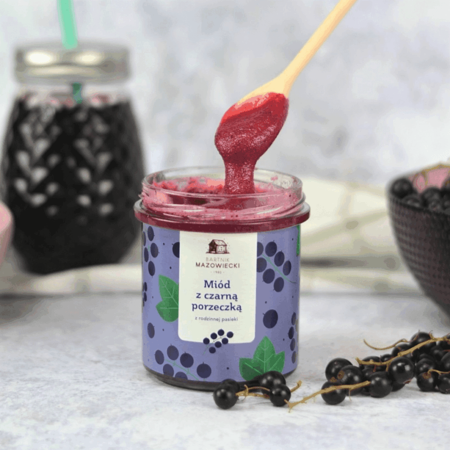 Miód z czarną porzeczką Pasieka Bartnik Mazowiecki 400g