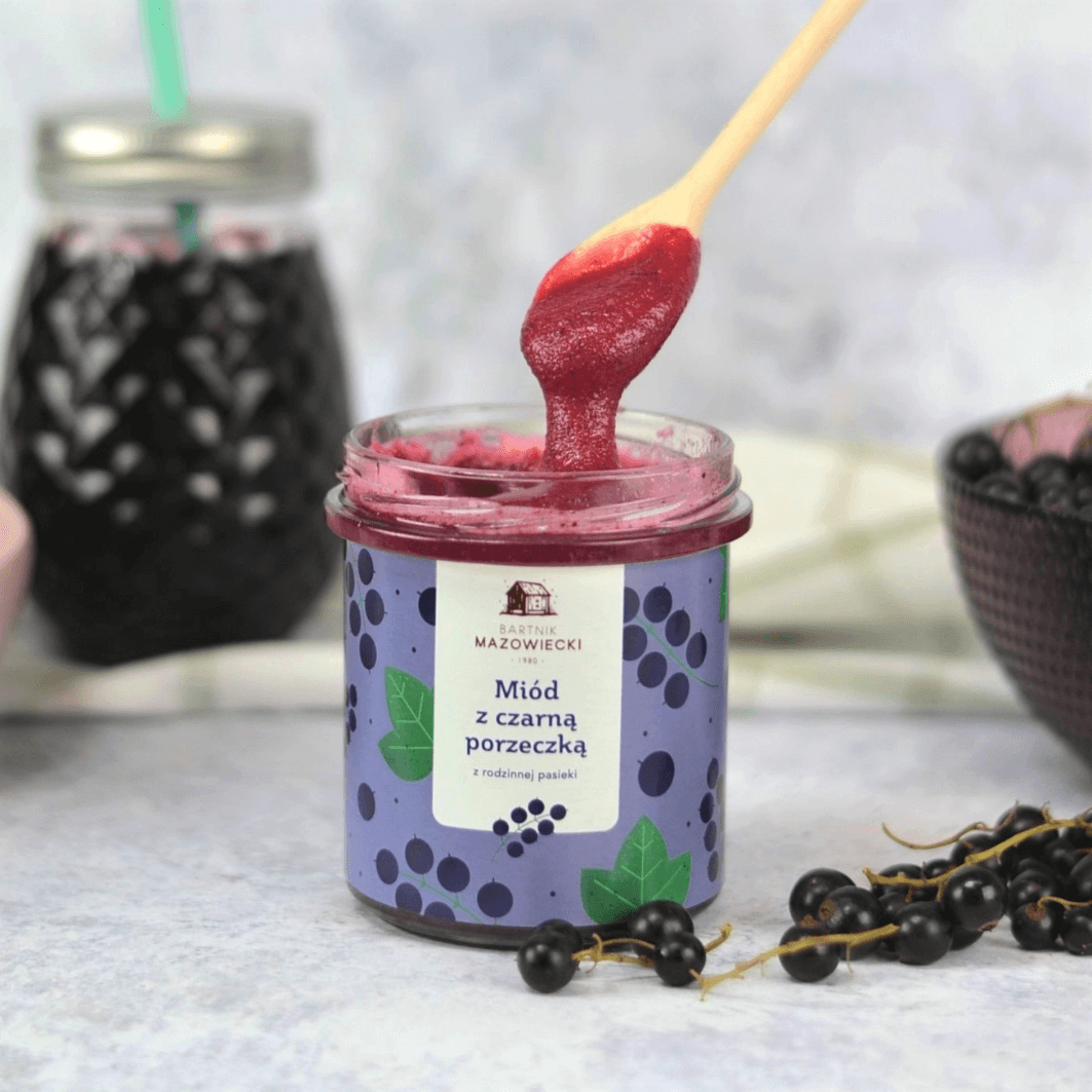 Miód z czarną porzeczką Pasieka Bartnik Mazowiecki 400g