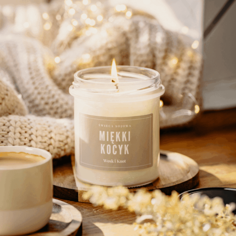 Świeca Sojowa Miękki Kocyk – Wosk i Knot 300 ml