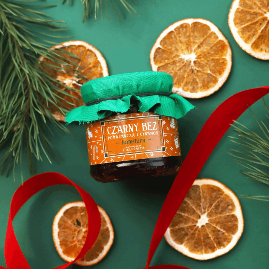 Konfitura Świąteczna „Czarny Bez z Pomarańczą i Cynamonem” – Manufaktura Cieleśnica
