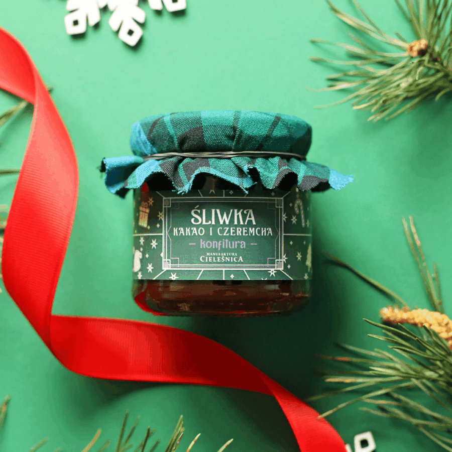 Konfitura Świąteczna „Śliwka z Kakao i Czeremchą” – Manufaktura Cieleśnica