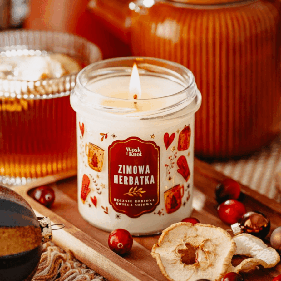 Świeca Sojowa Zimowa Herbatka - Wosk i Knot 300ml