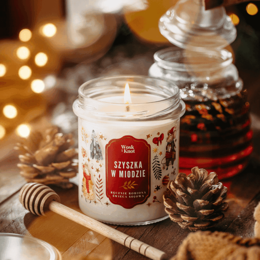 Świeca Sojowa ''Szyszka w Miodzie'' – Wosk i Knot 300 ml