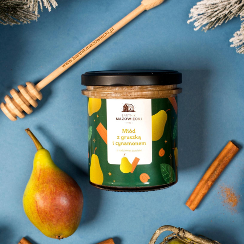 Miód z gruszką i cynamonem Pasieka Bartnik Mazowiecki 400g