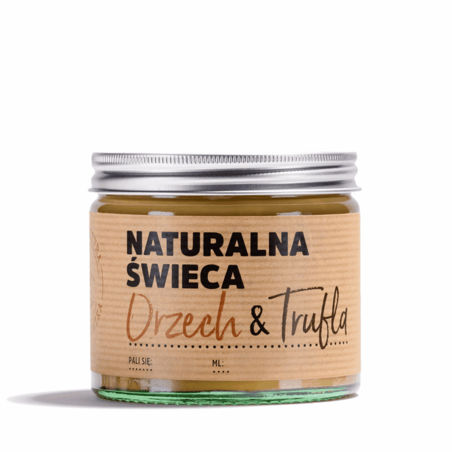 Świeca sojowa „Orzech & Trufla” – Manufaktura Bursztynnika 120 ml
