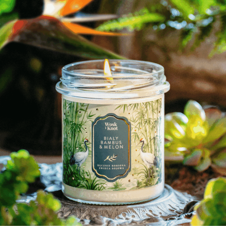 Świeca sojowa Biały Bambus & Melon -Wosk i Knot