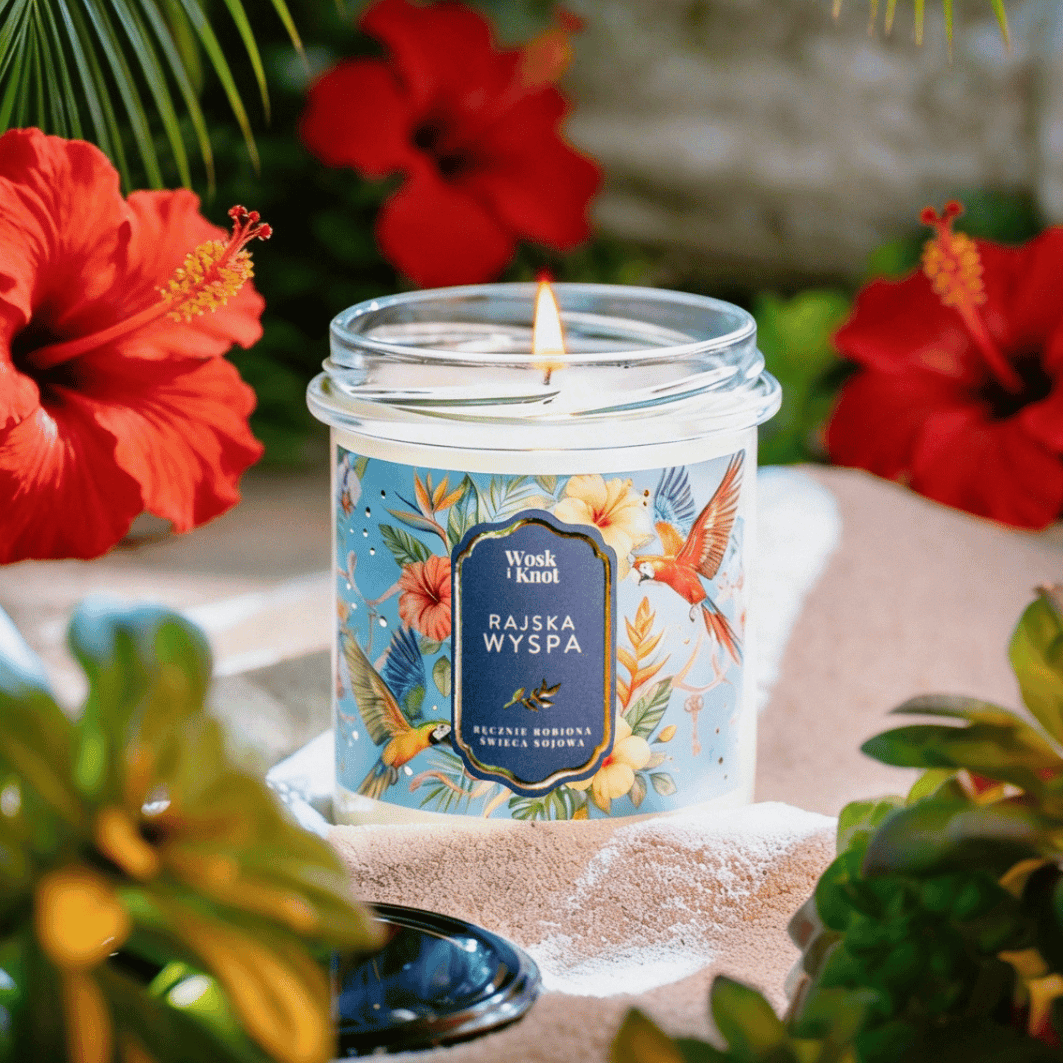 Świeca sojowa ''Rajska Wyspa'' -Wosk i Knot