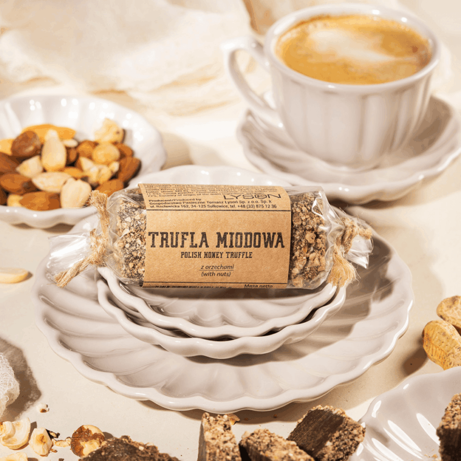 Baton Trufla Miodowa z Orzechami 80 g — Pasieka Łysoń