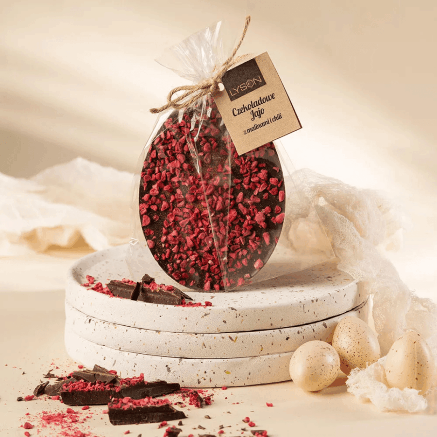 Czekolada ciemna Jajo z malinami i chili Łysoń 85 g