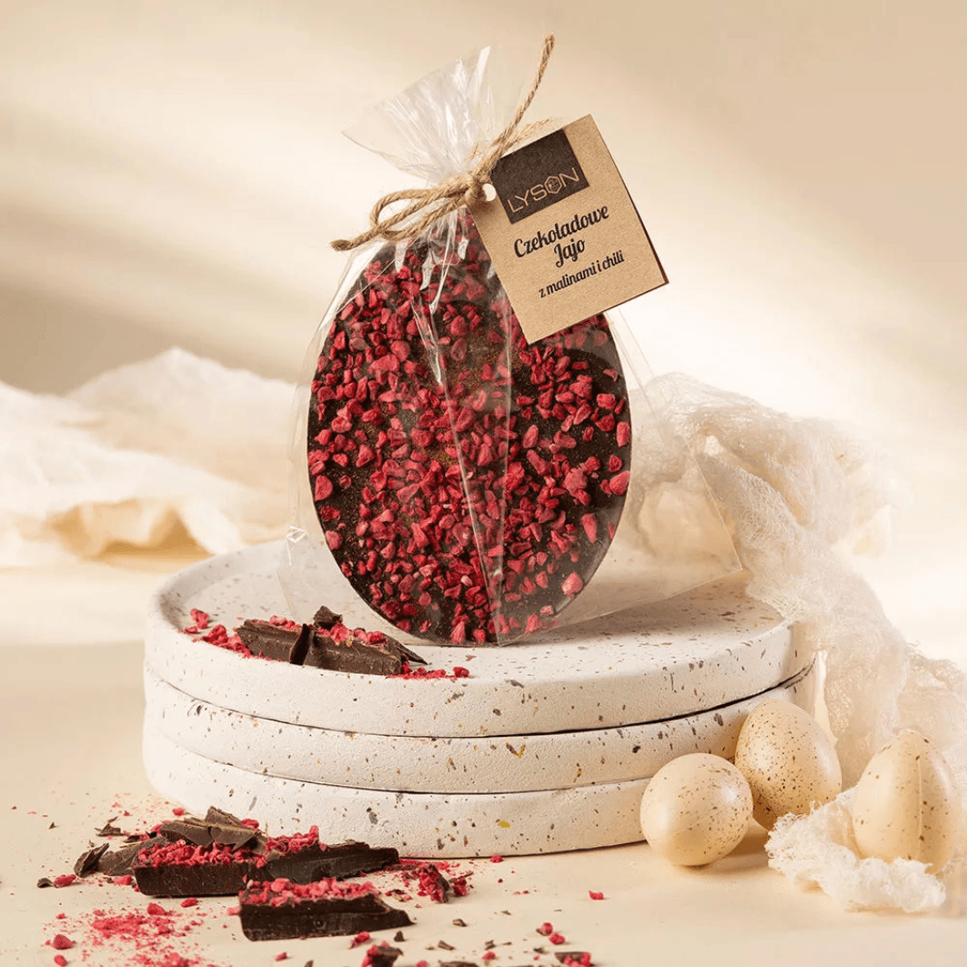 Czekolada ciemna Jajo z malinami i chili Łysoń 85 g