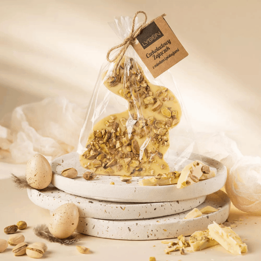 Czekolada biała Zajączek z pistacjami Łysoń 85 g