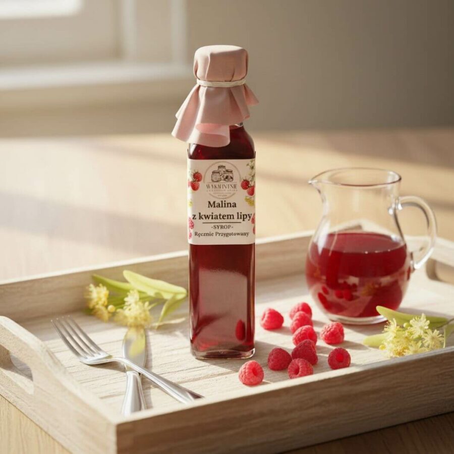 Syrop malinowy z kwiatem lipy 230ml – Wykwintnie