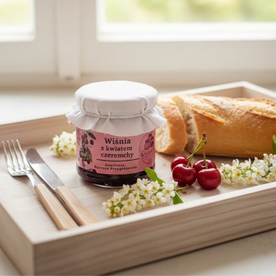 Konfitura z wiśni i kwiatu czeremchy Wykwintnie 190g